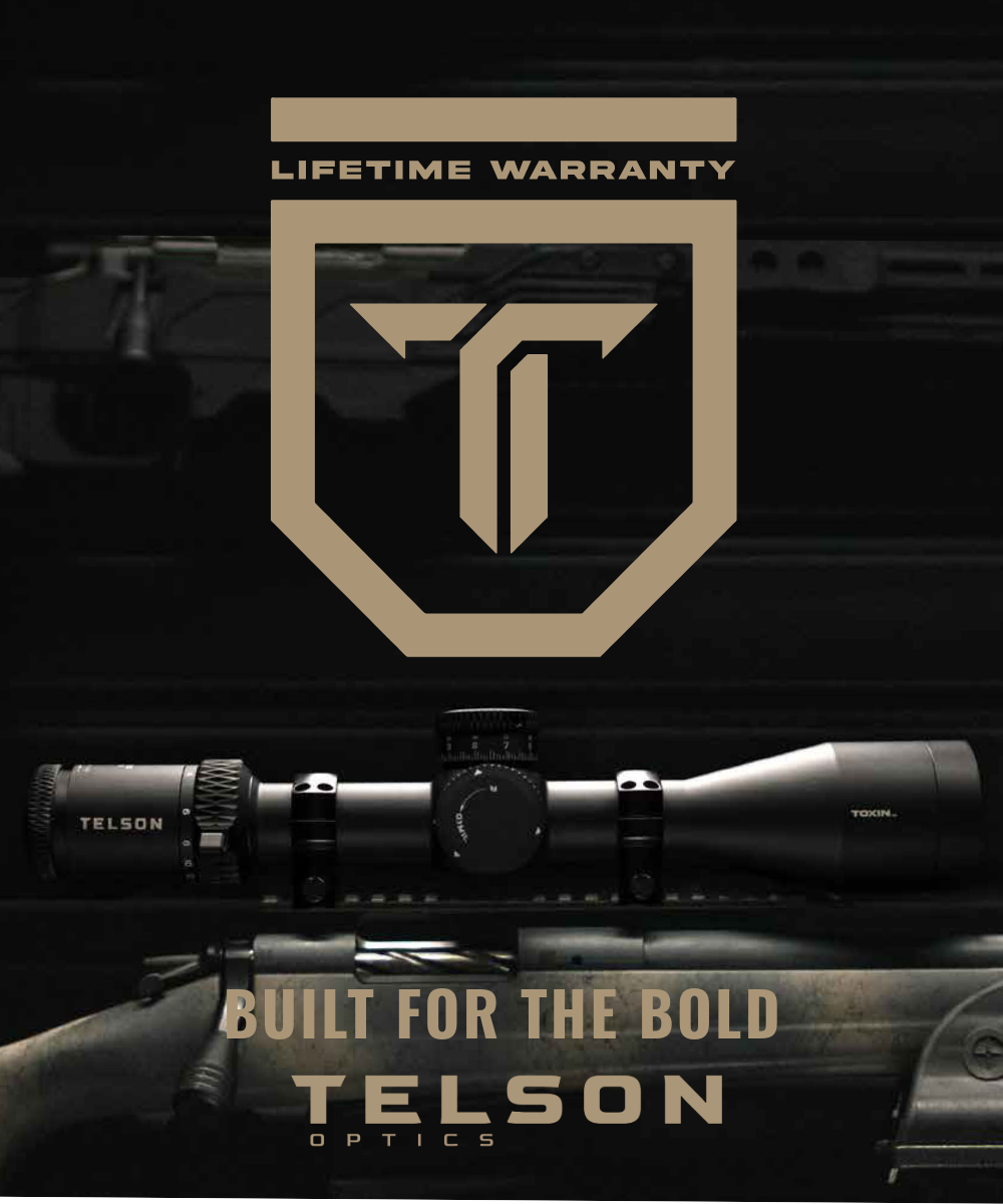 Telson Optics Lifetime Warranty is available on all Telson Rifle Scopes. Proudly distributed by The Tactical Nation